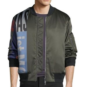 MCM Mens contrast sleeve satin bomber jacket size Medium